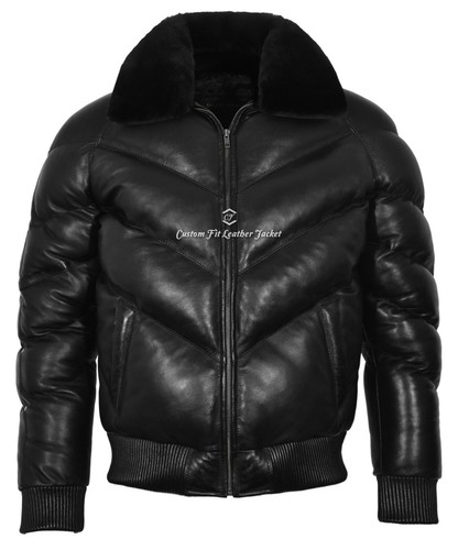 Herren ace puffer lederjacke - ace,