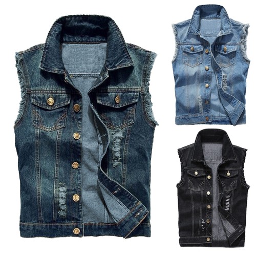 Herren denim gilet weste - herren,