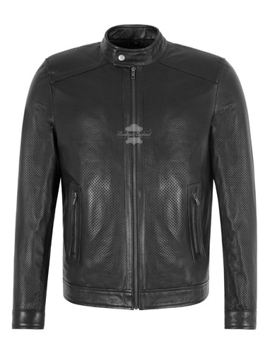 Herren perforierte lederjacke - herren,