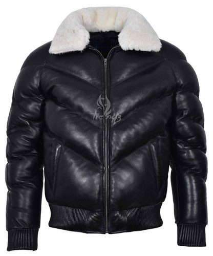 Herren puffer lederjacke - herren,